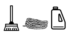 broomstick, rope, gallon of juice image