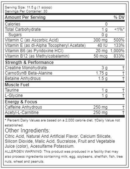 food ingredient label