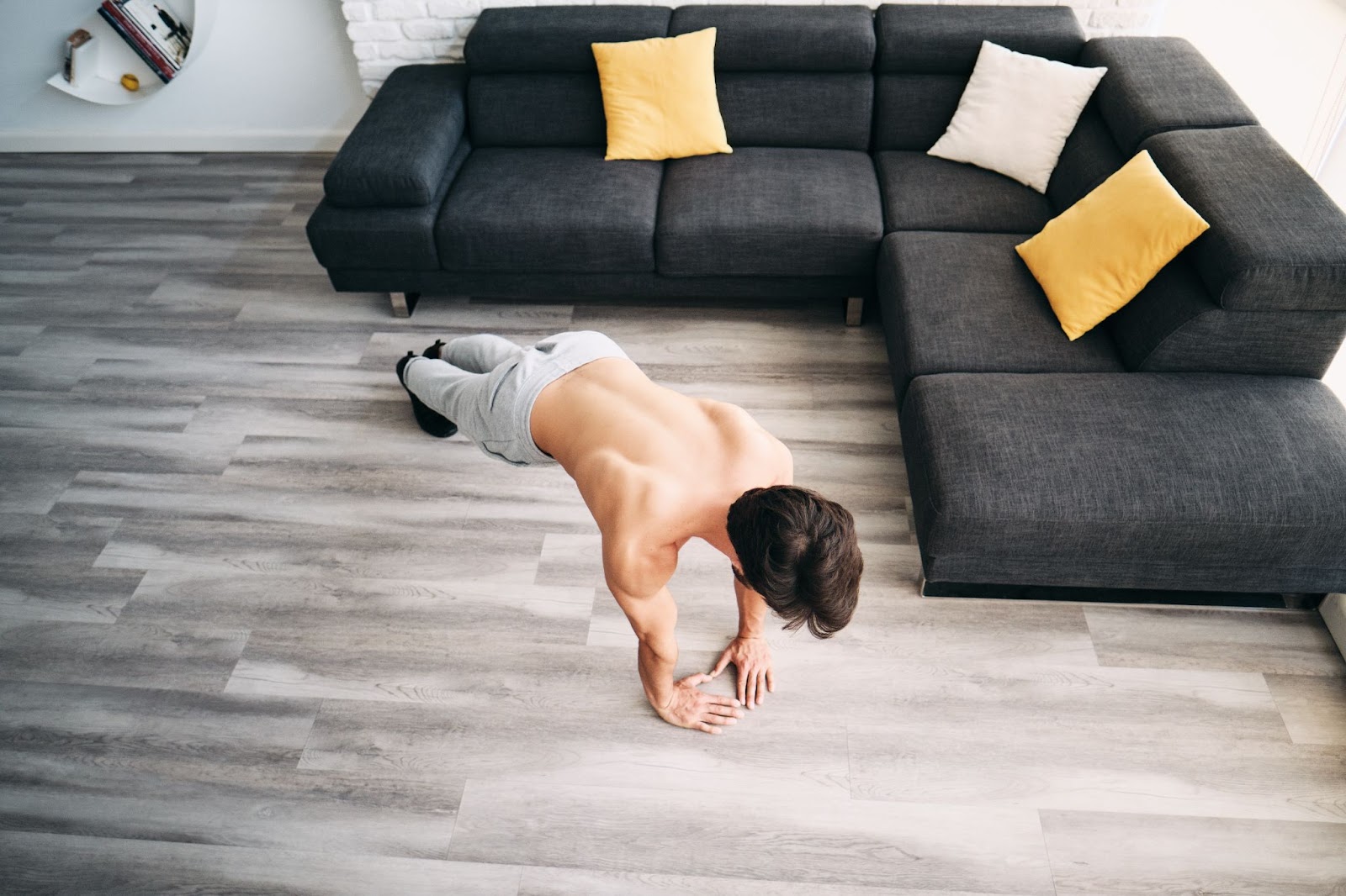 Man performing a diamond push up