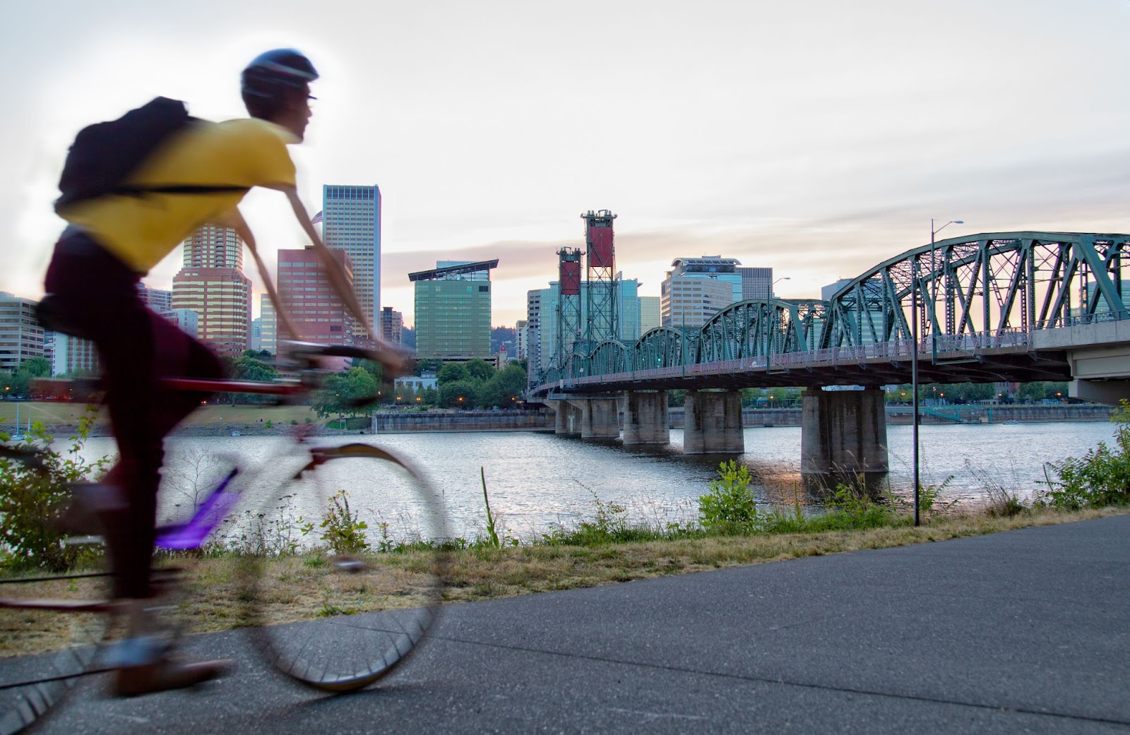 Person riding a bike in Portland, Oregon