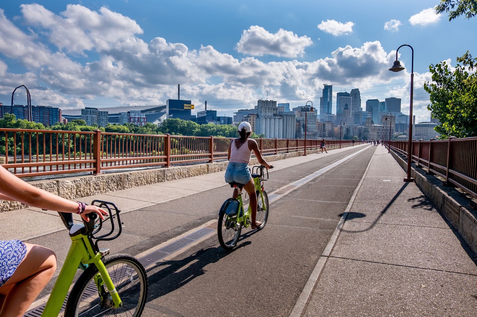 Two women riding in Minneapolis, Minnesota