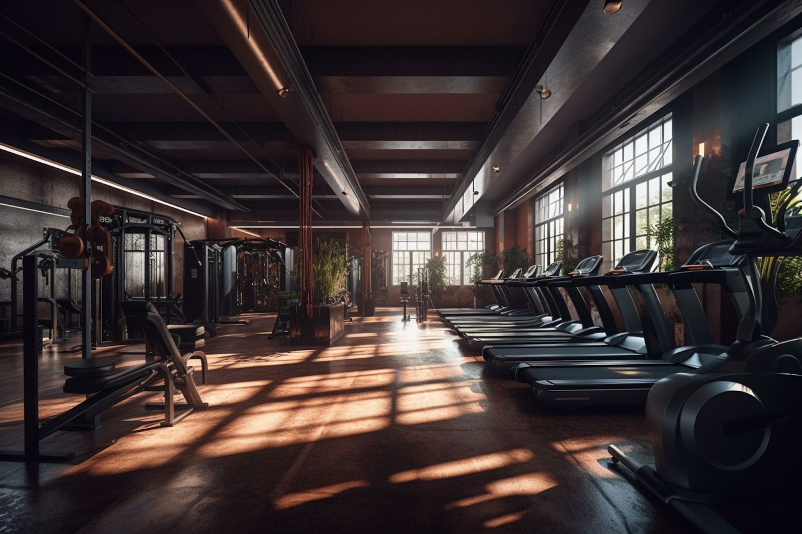Expensive, empty fitness studio
