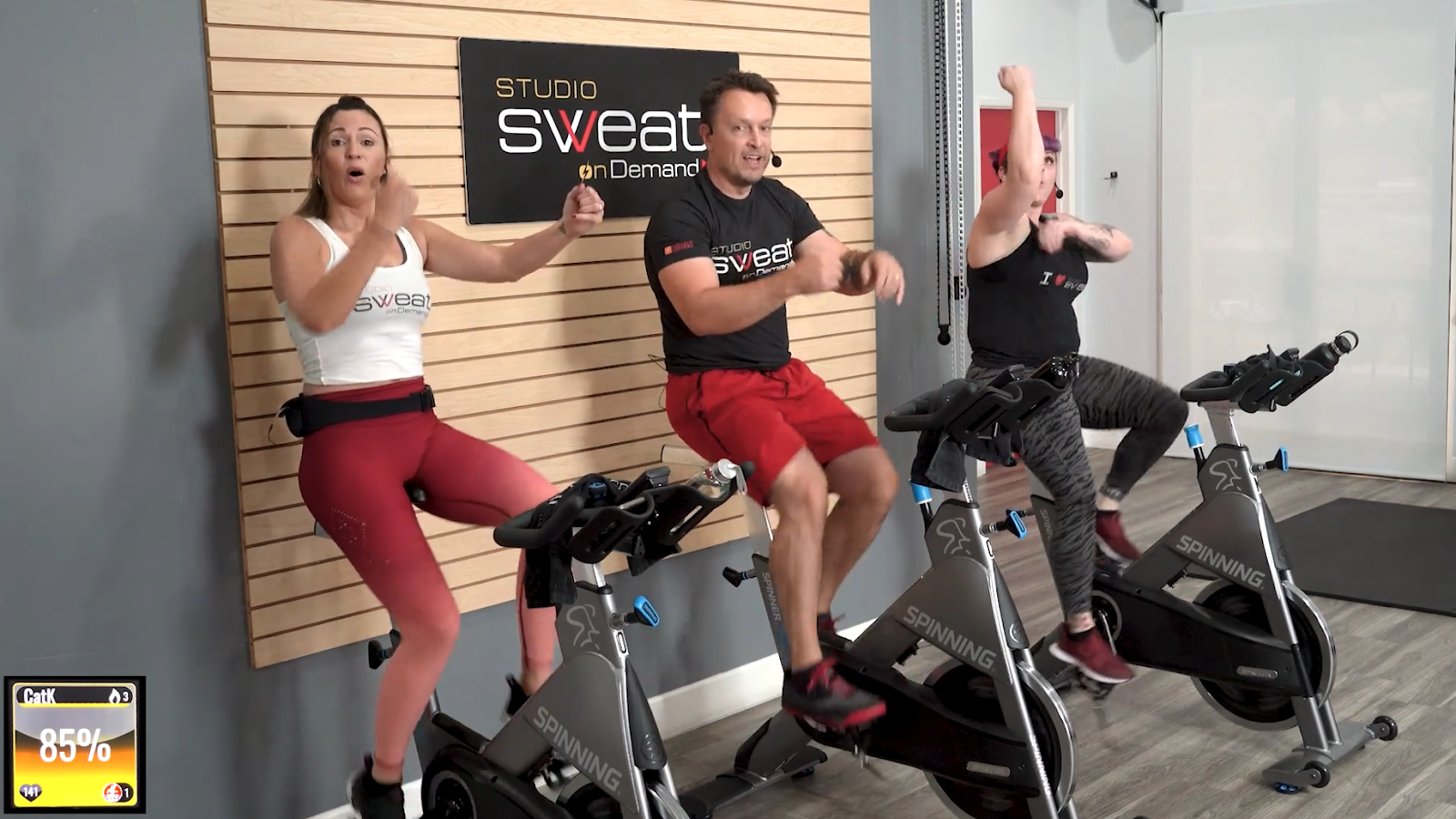 Screenshot of Studio SWEAT onDemand class, The Pain Train Ride