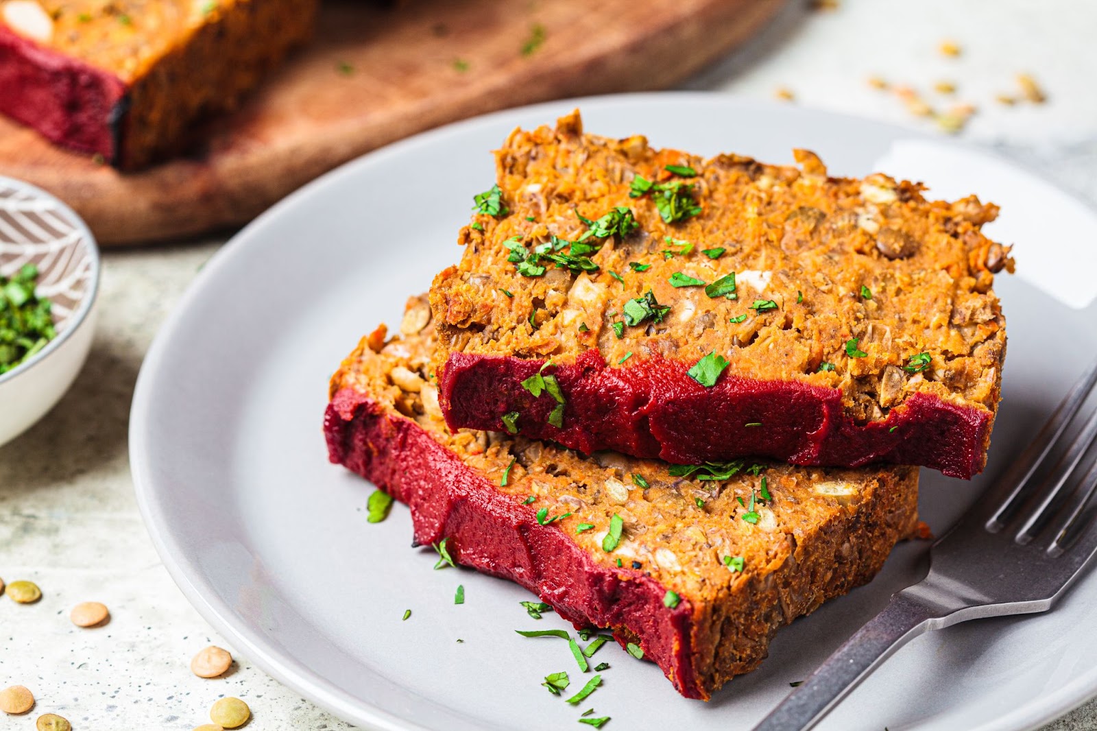 Vegan meatloaf made with chickpeas and flaxseed