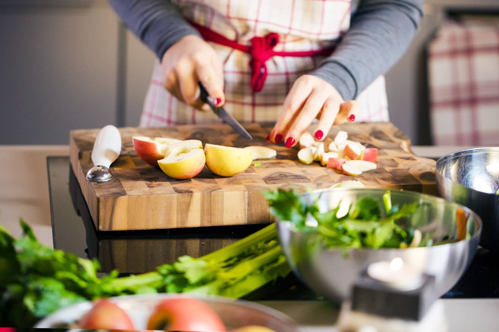 Closeup of a person preparing a healthy holiday meal